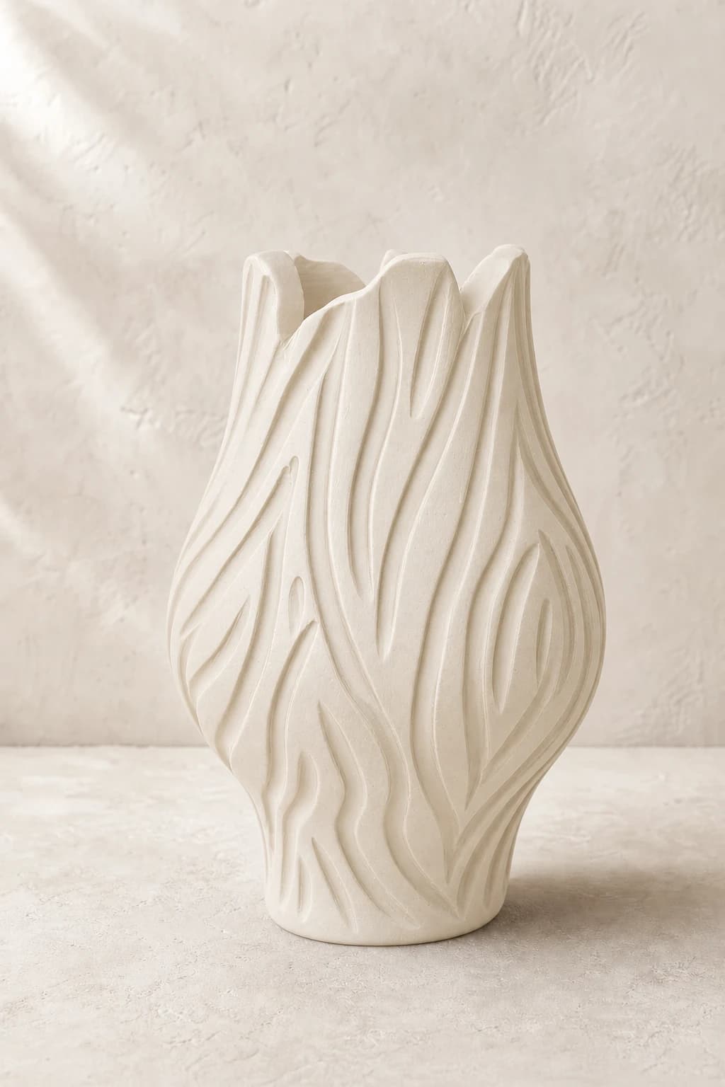 Charcoal Flame Vase — #E7DED0