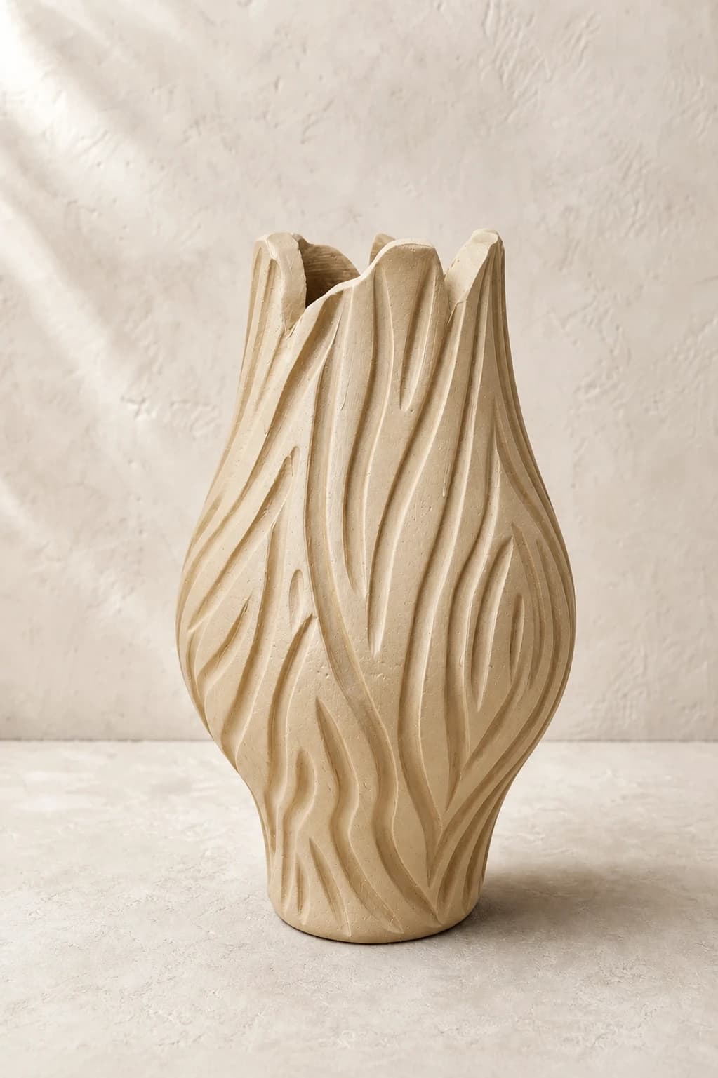 Charcoal Flame Vase — #D6C3A5