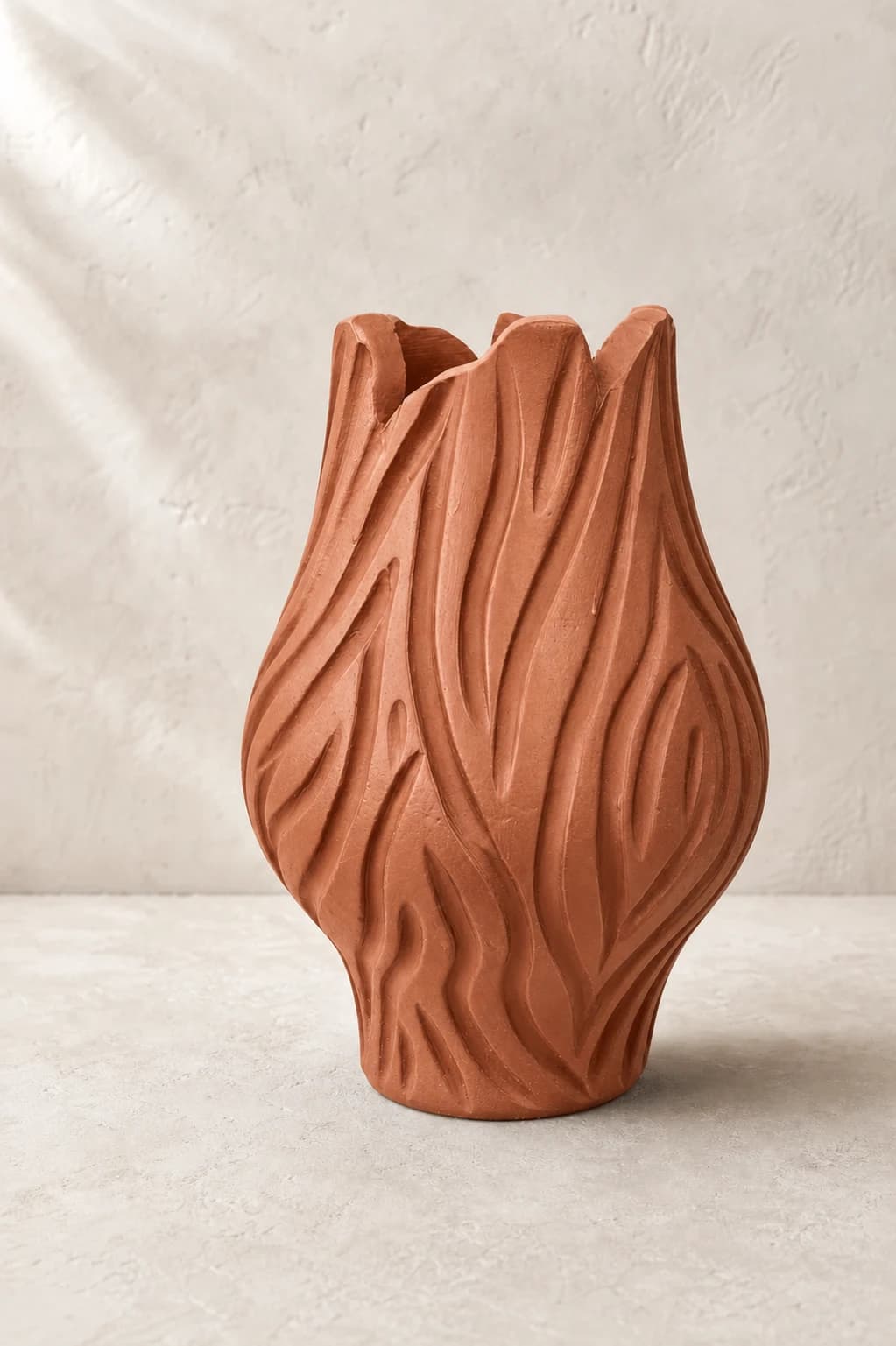 Charcoal Flame Vase — #B86F52