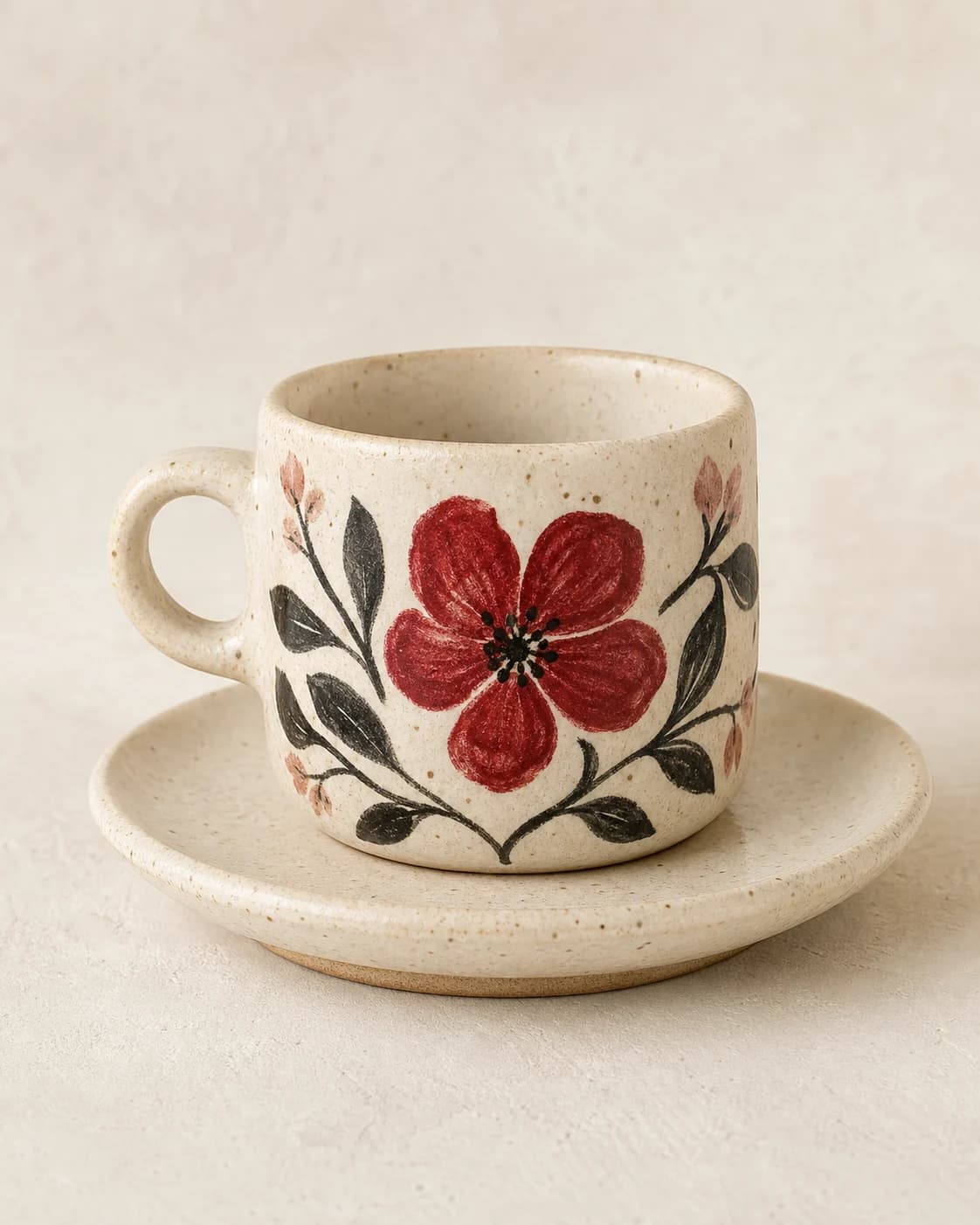 Crimson Bloom Espresso Cup — #9F3433