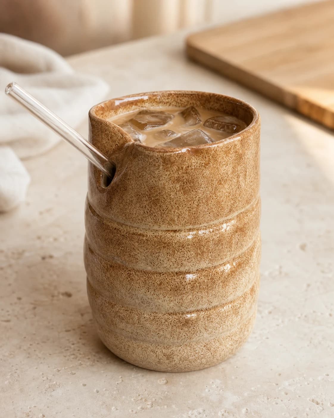 Sandstone Straw Tumbler — in a real space