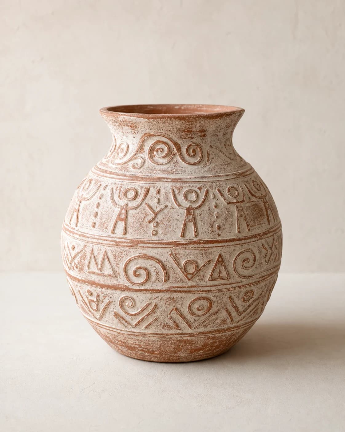 Glyph Relief Vase — #B17457