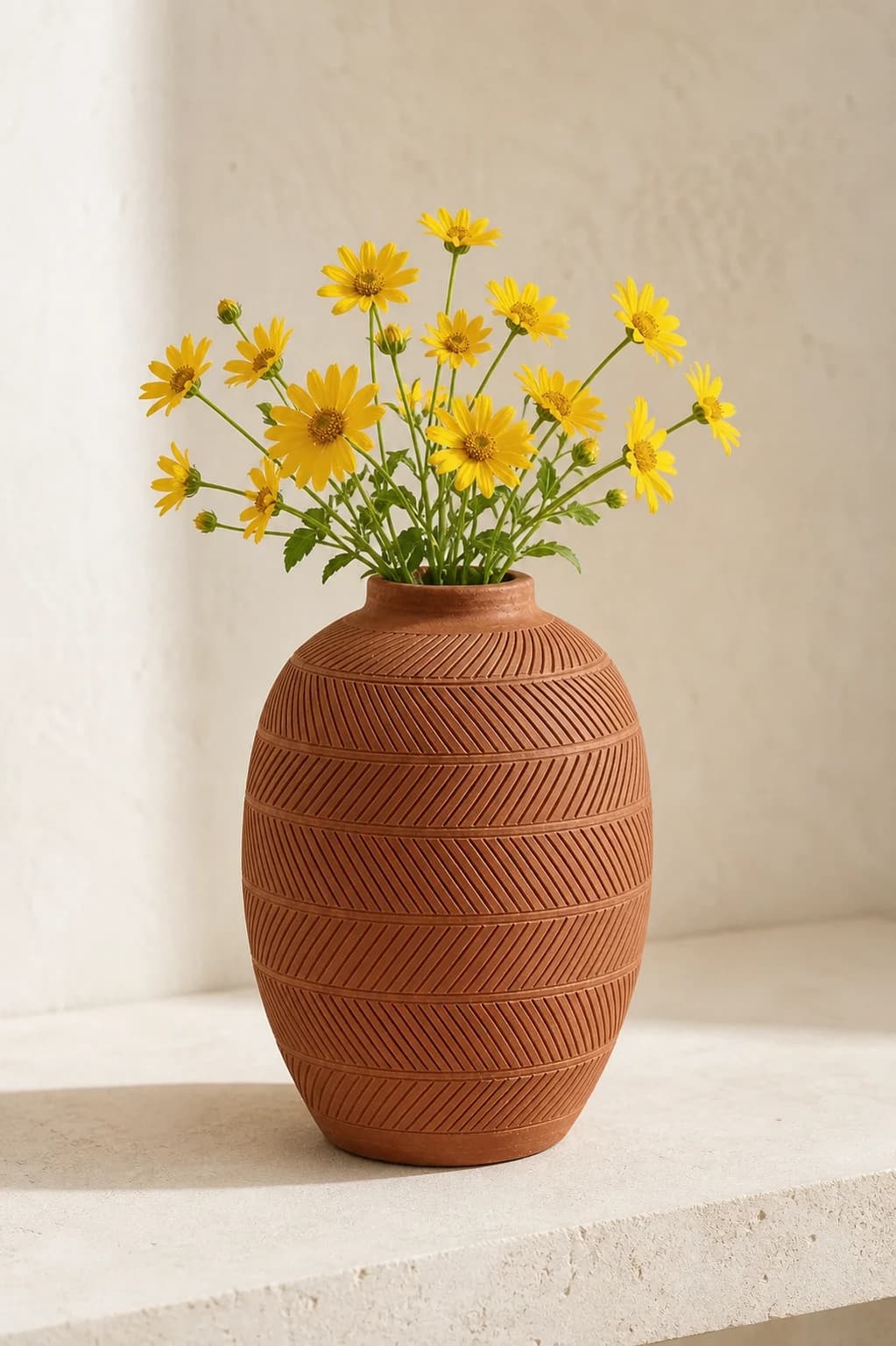 Herringbone Barrel Vase — in a real space