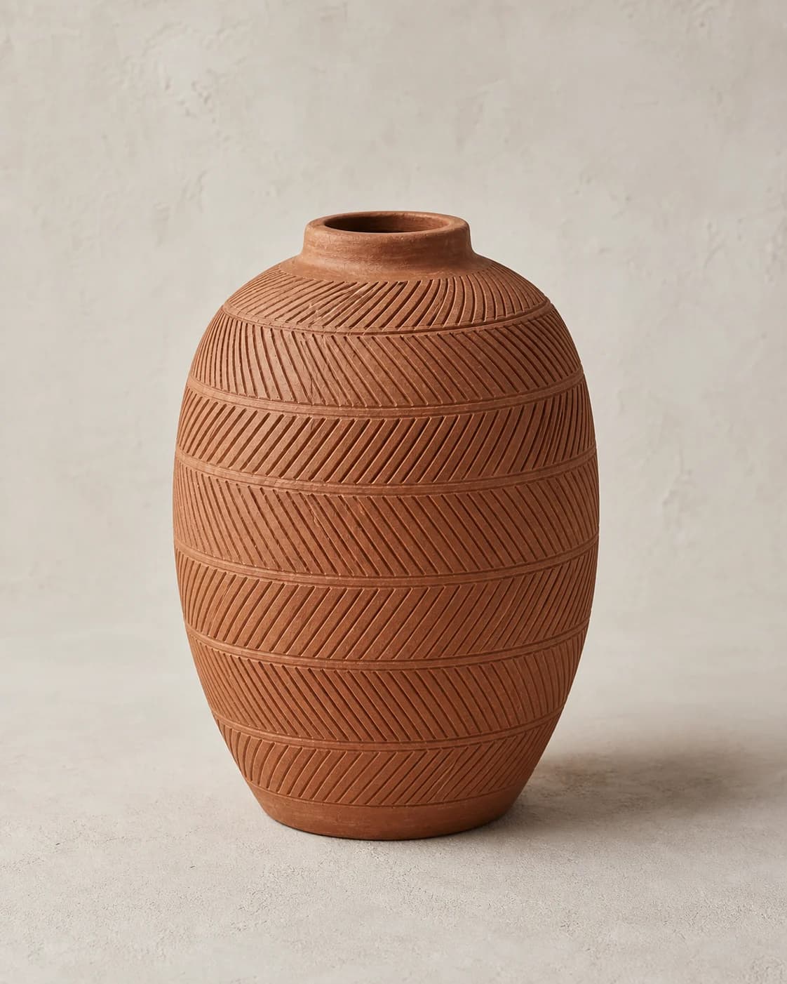 Herringbone Barrel Vase — #9D4F32