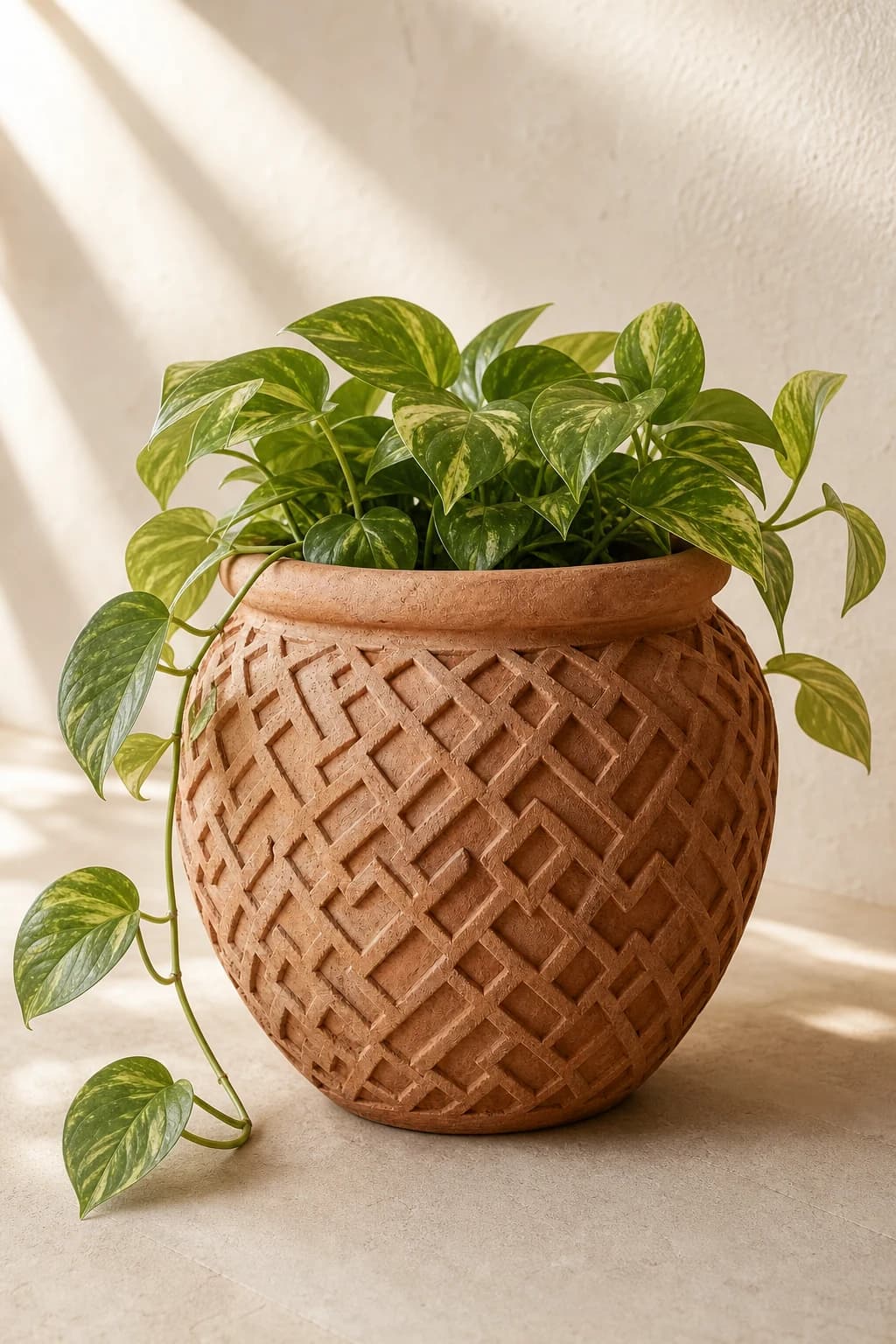 Lattice Terracotta Planter — in a real space