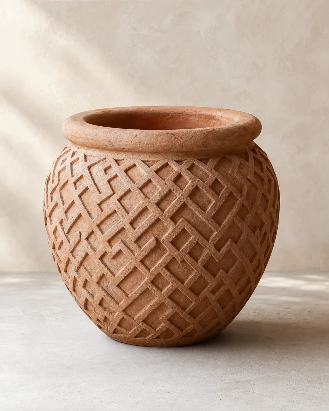 Lattice Terracotta Planter — #B96F4D