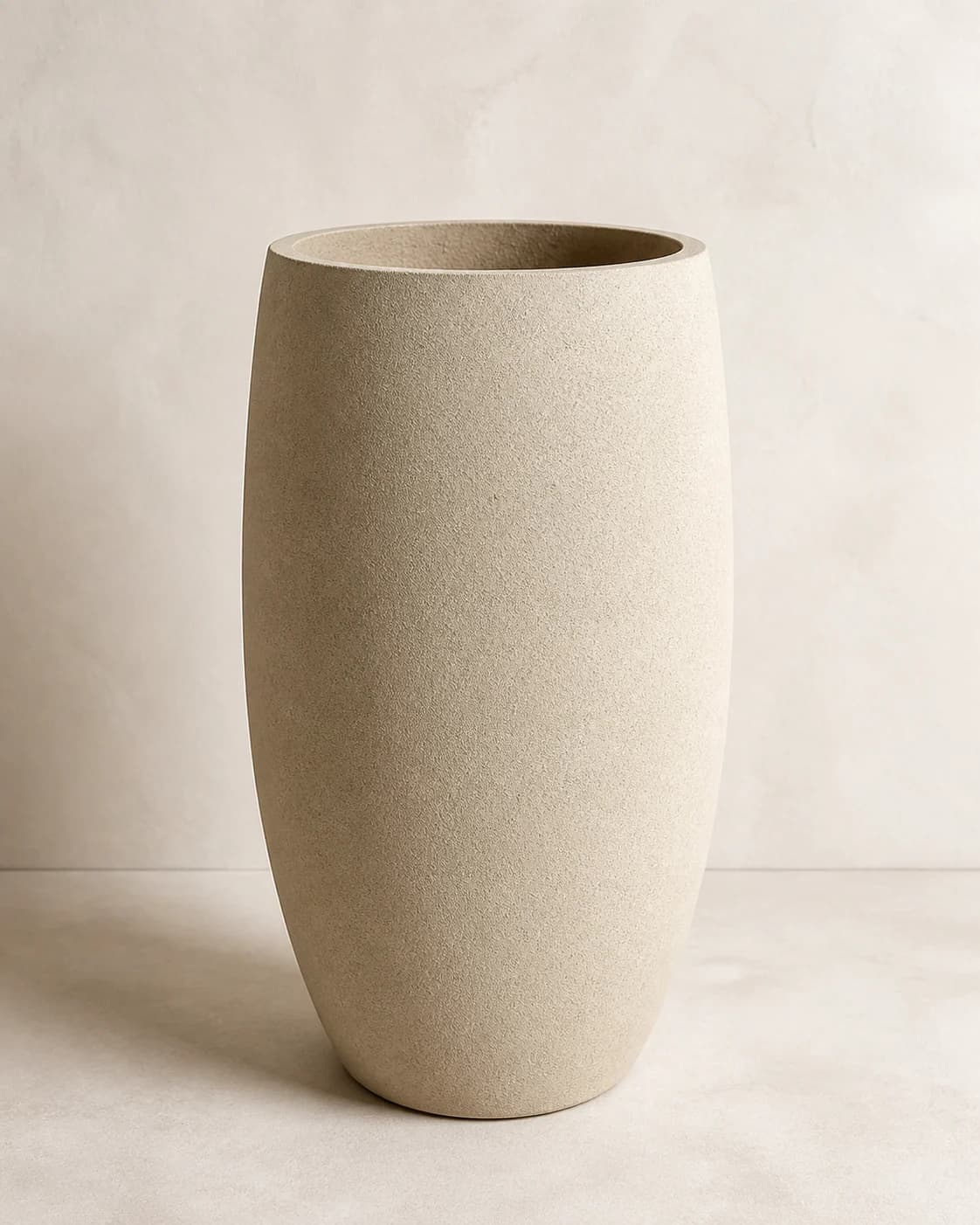 Minimal Barrel Planter — #D8CEB8