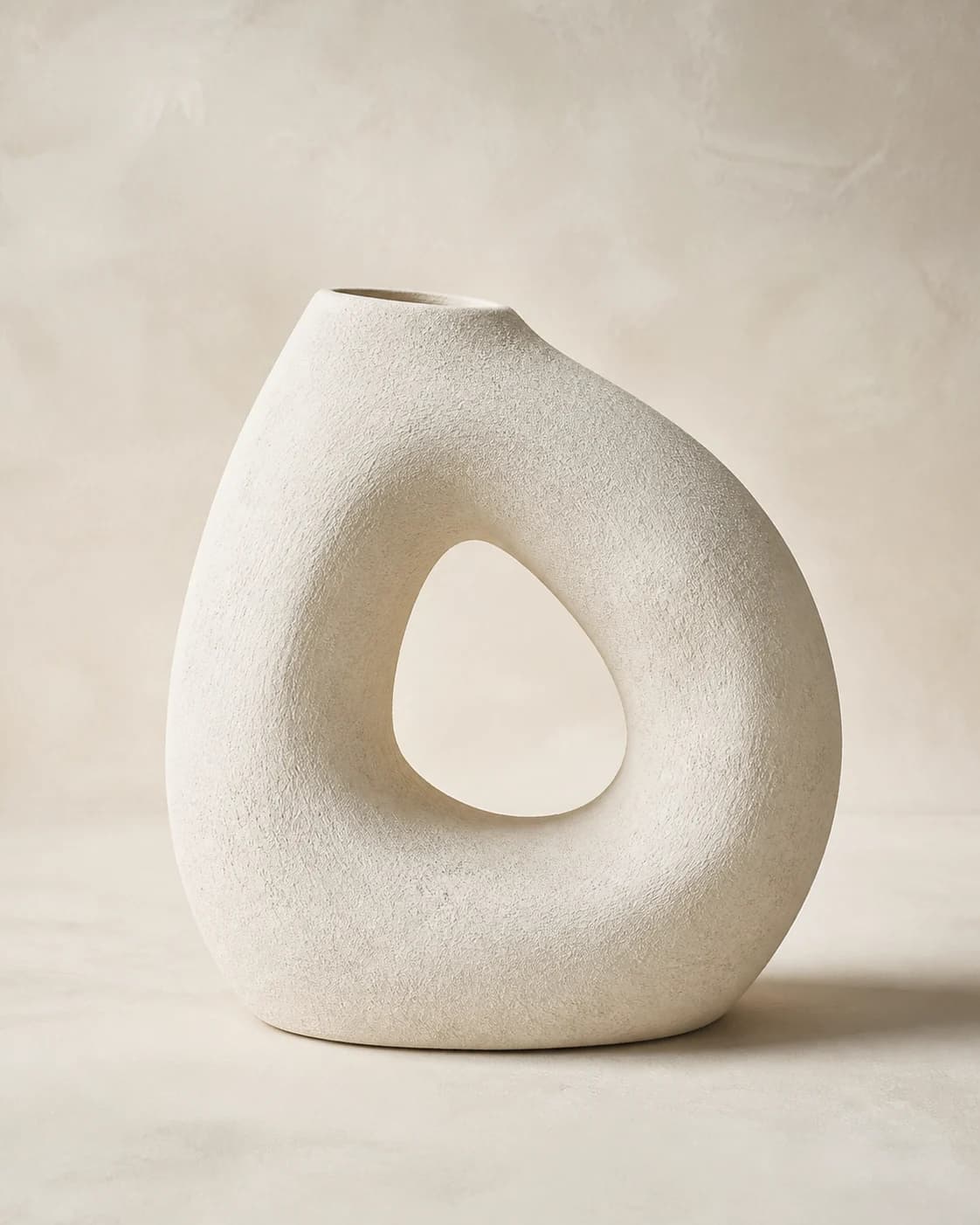 Sculptural Loop Vase — #E4DED1