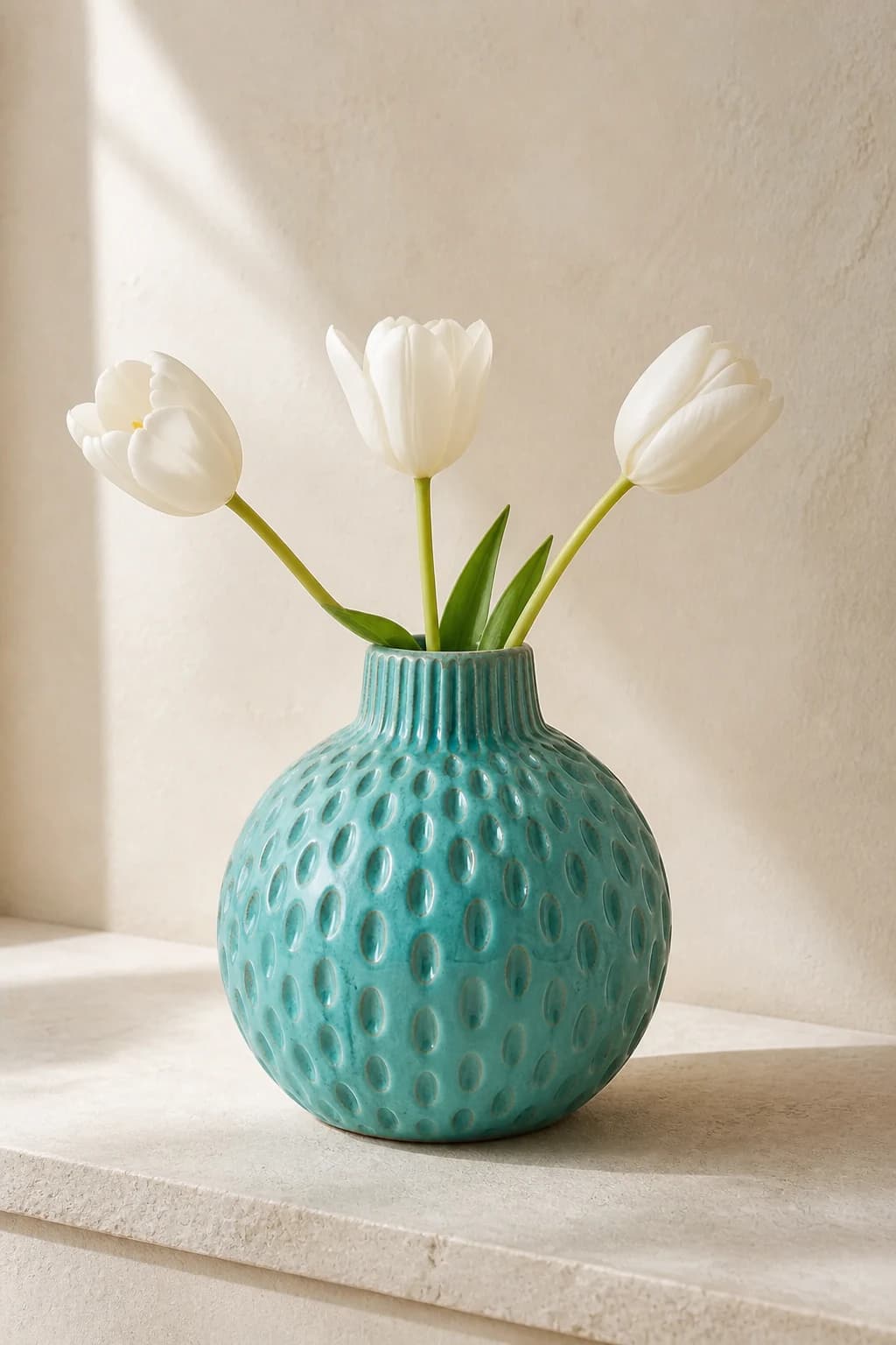 Turquoise Dimple Vase — in a real space