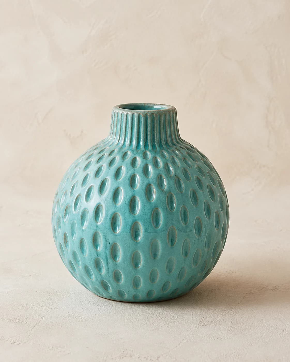 Turquoise Dimple Vase — #4BA9AA