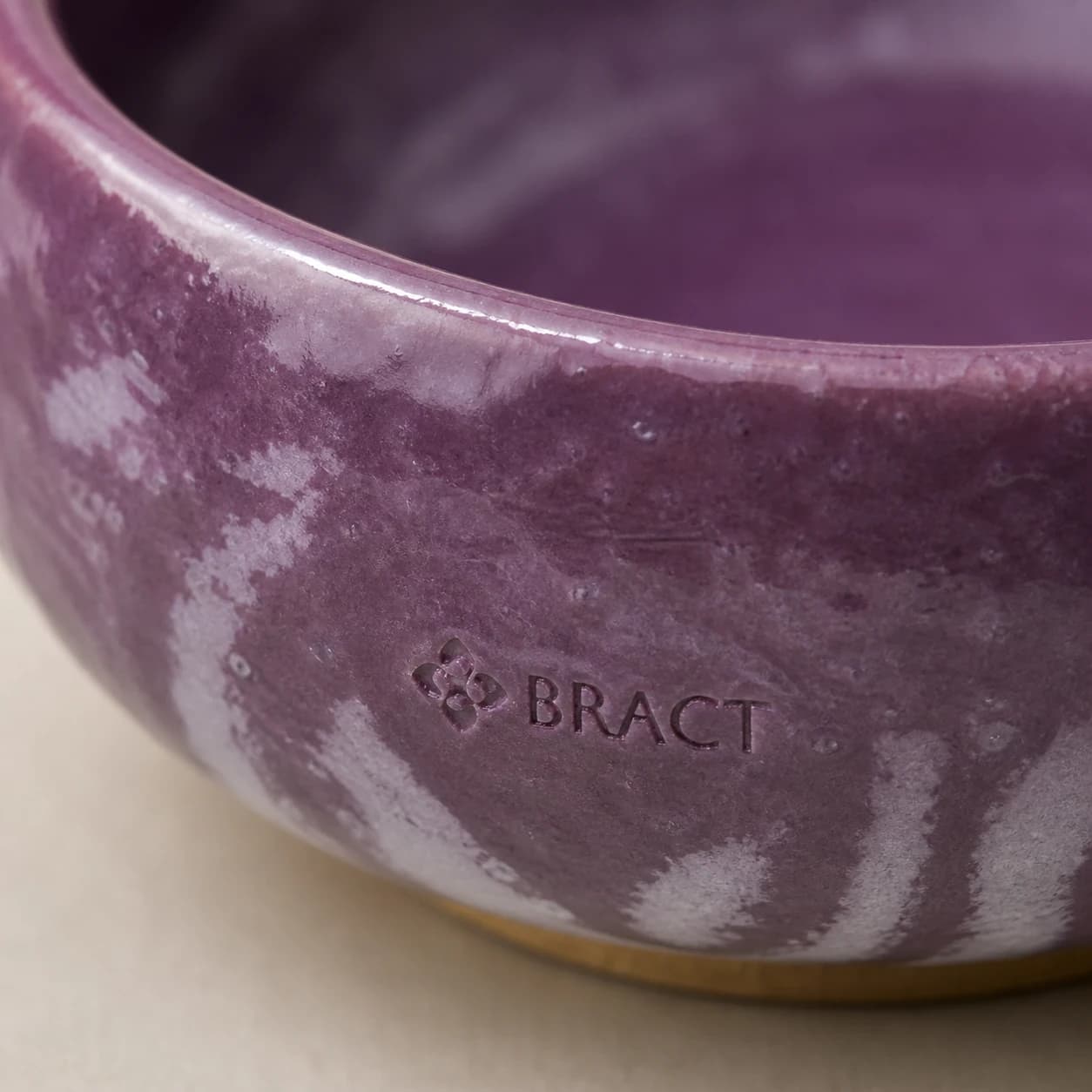 Amethyst Glaze Bowl — BRACT engraved detail