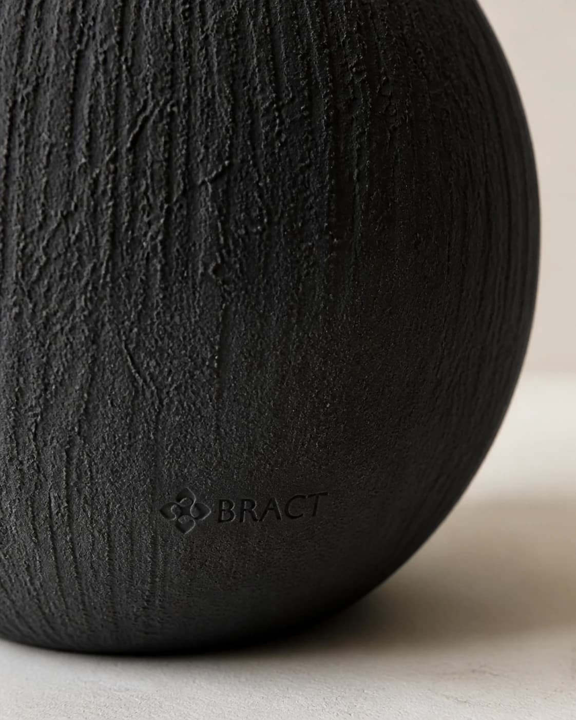 Charcoal Pomegranate Vase — BRACT engraved detail