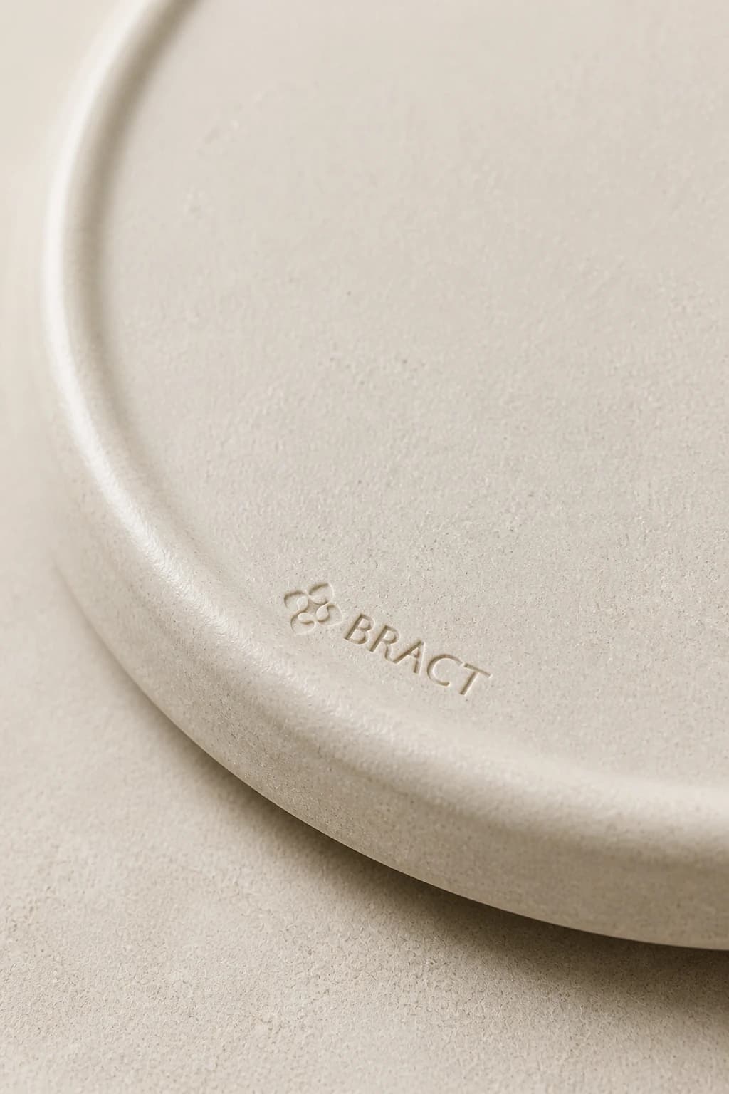 Notched Serving Plate — BRACT engraved detail