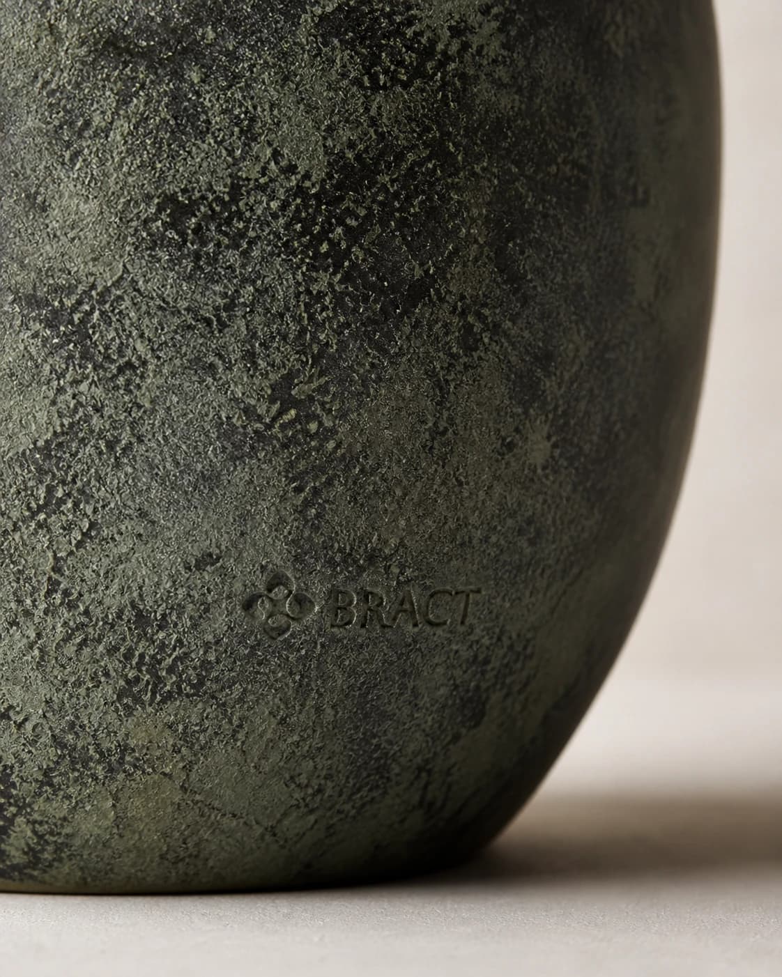 Patina Belly Vase — BRACT engraved detail