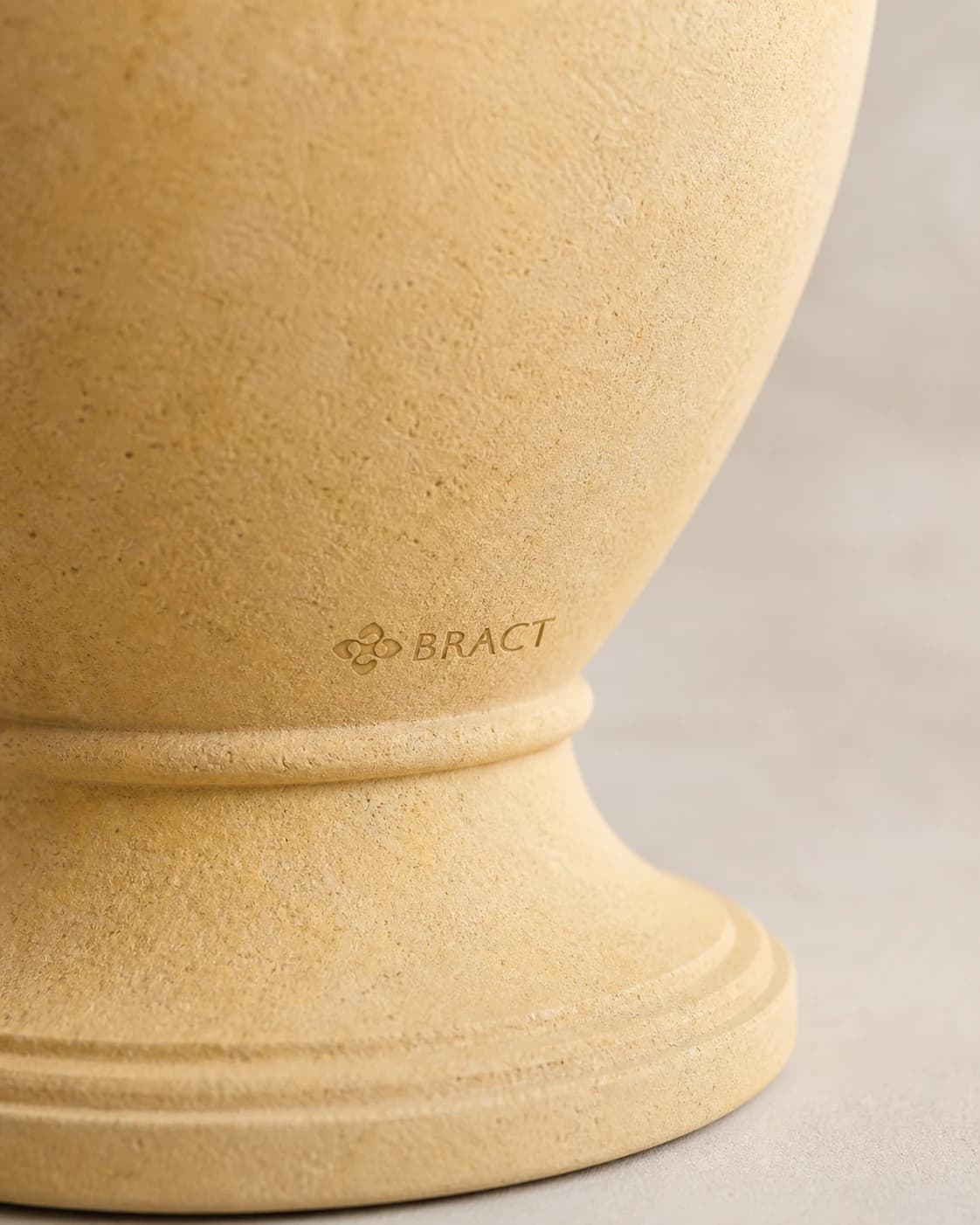 Pedestal Urn Planter — BRACT engraved detail