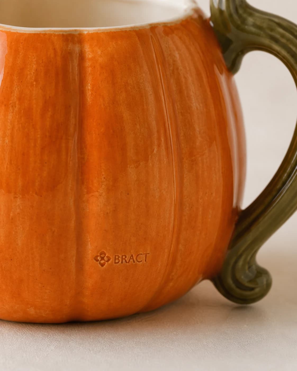 Pumpkin Stem Mug — BRACT engraved detail
