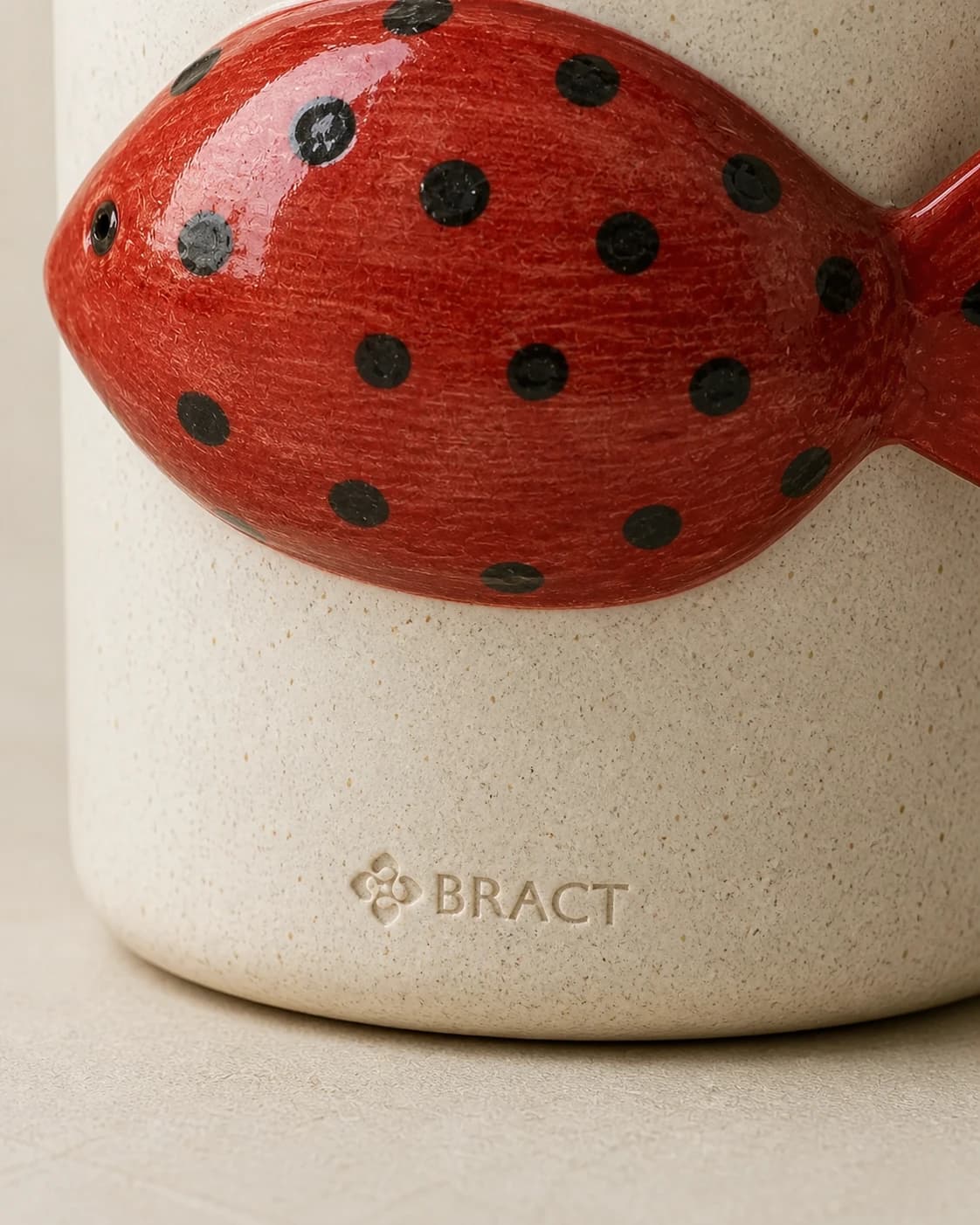 Red Fish Cup — BRACT engraved detail