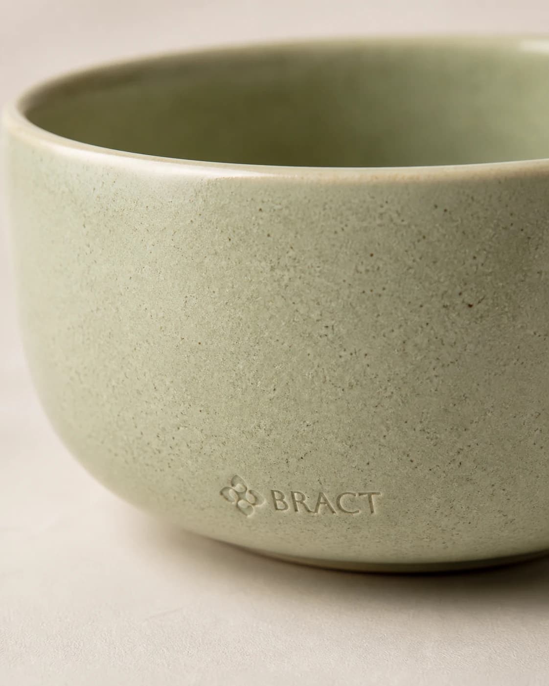 Sage Soup Cup — BRACT engraved detail