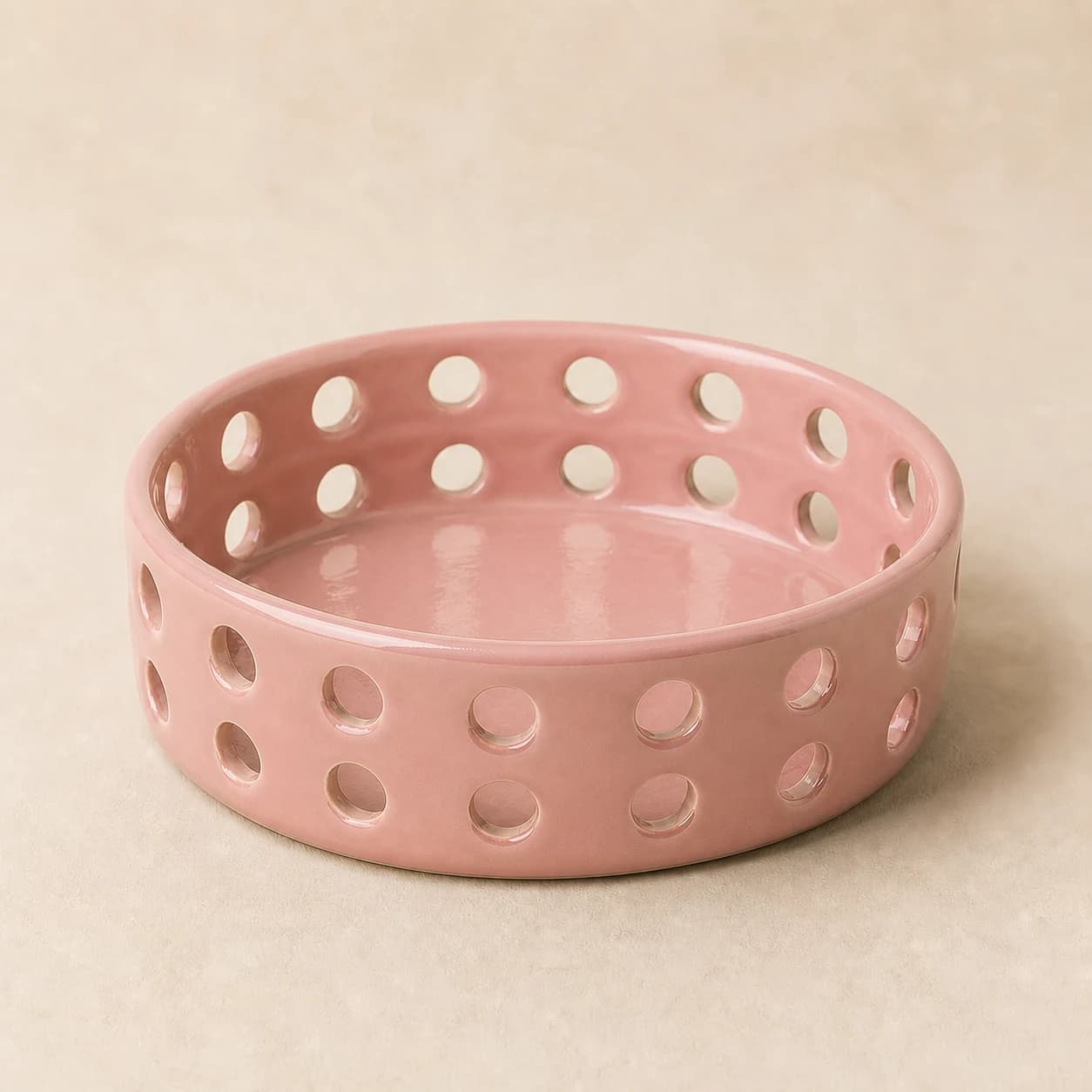 Dotline Serving Bowl — #D7A6A5