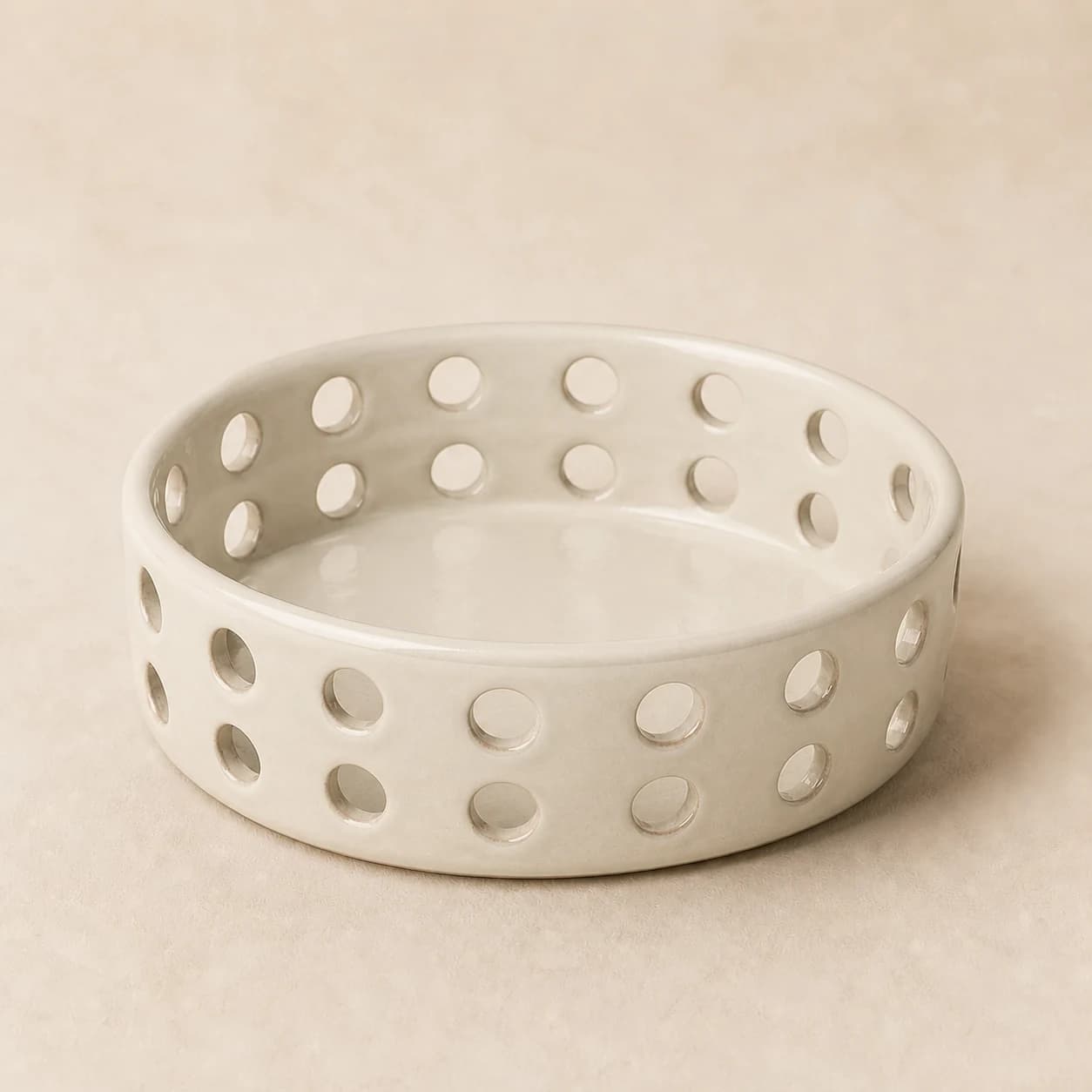 Dotline Serving Bowl — #E5DED2